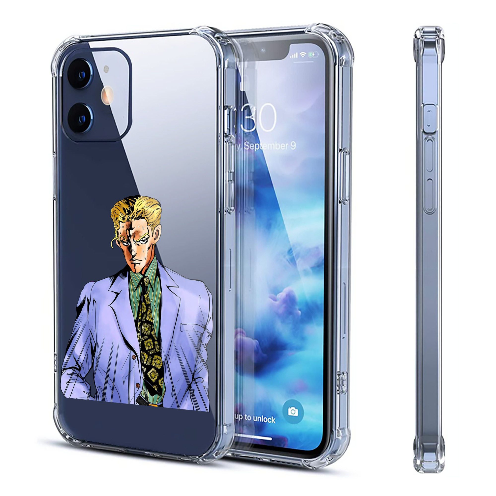（画像用） ジョジョの奇妙な冒険 きら よしかげ JoJo's Bizarre Adventure Kira Yoshikage 【iPhone 12シリーズ対応】透明スマホケース（クリアソフトケース）